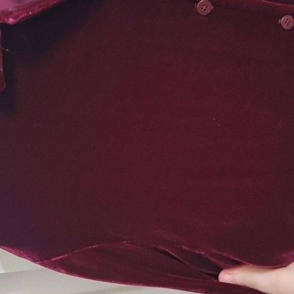 Eileen Fisher Deep Wine Burgundy Red Velvet Silk Blouse, Size S - Picture 2 of 8
